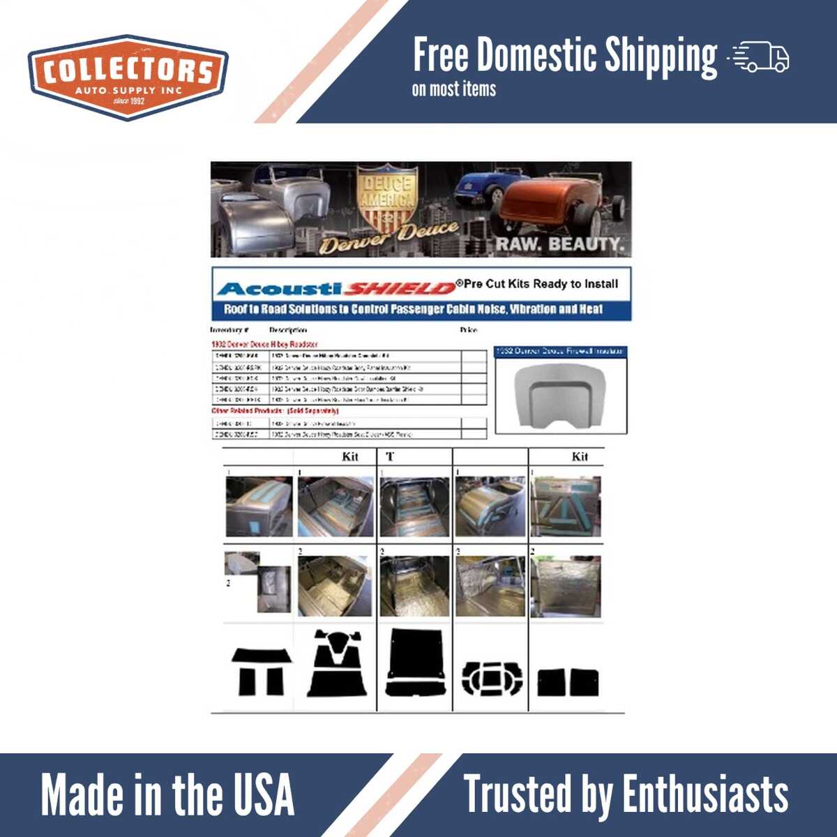 Body Panel Insulation Sound Deadener Kit for 1932 Denver Deuce Hiboy Roadster