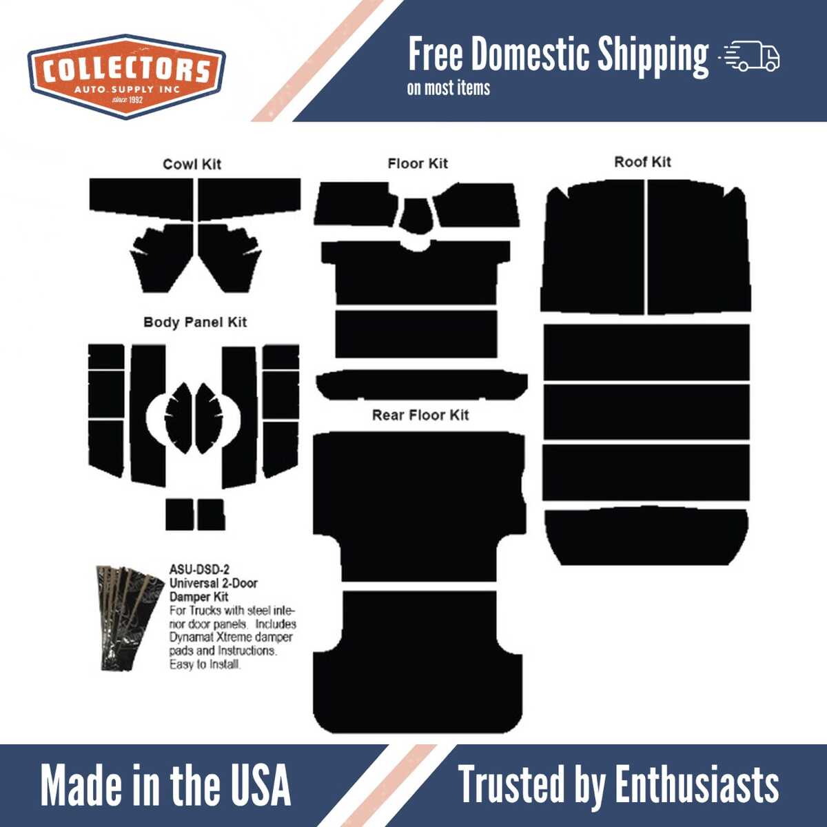 Insulation Sound Deadener Kit for 55-59 Chevy Panel Delivery Van Shield Complete