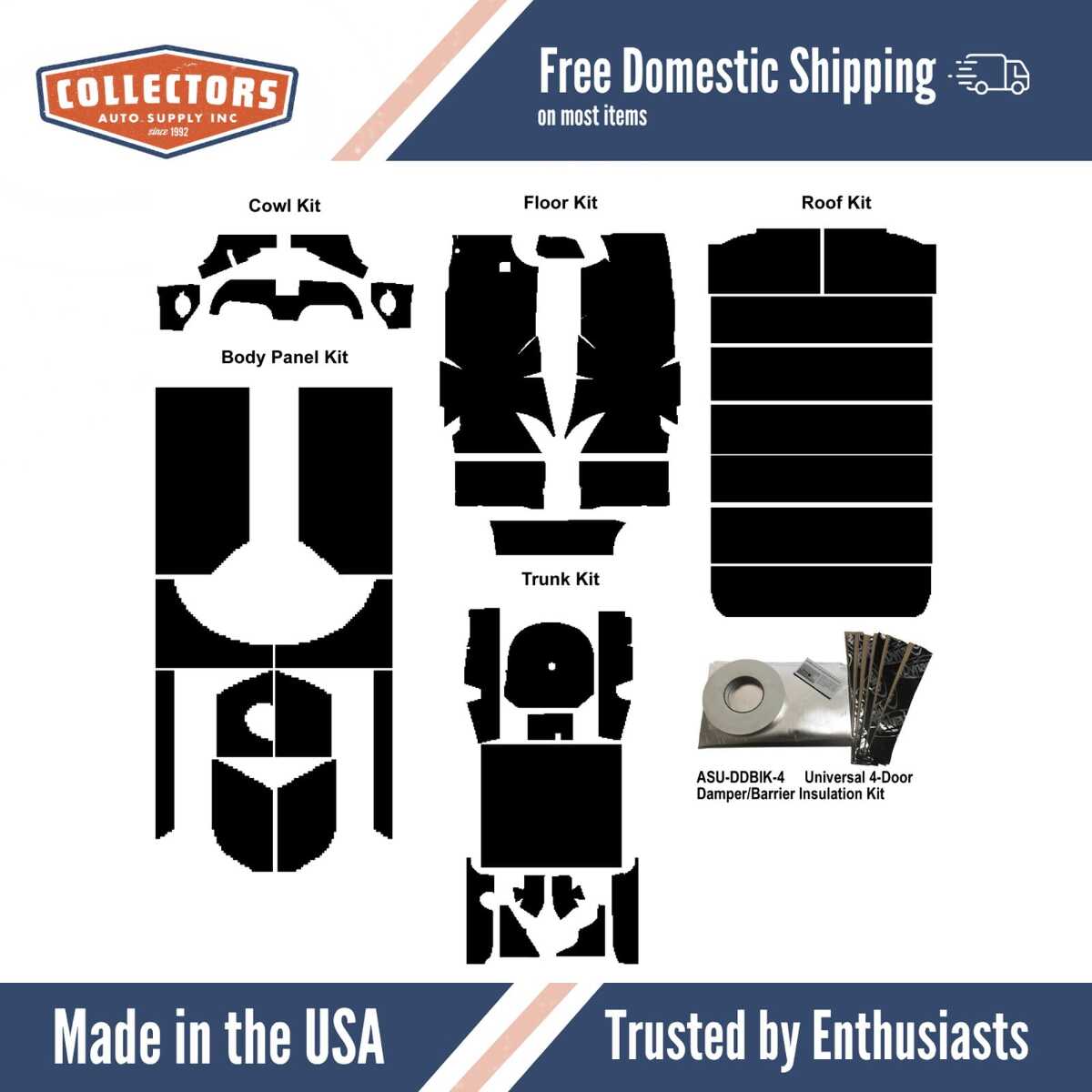 Insulation Sound Deadener Kit for 59-60 Station Wagon Acoustishield Complete