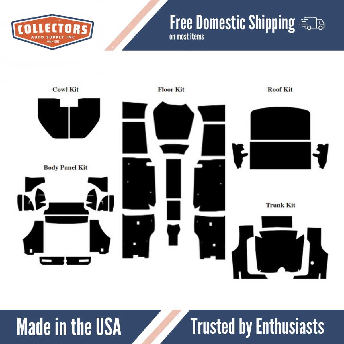 Insulation Sound Deadener Kit for 1970-1977 Mercury Comet Coupe Shield Complete