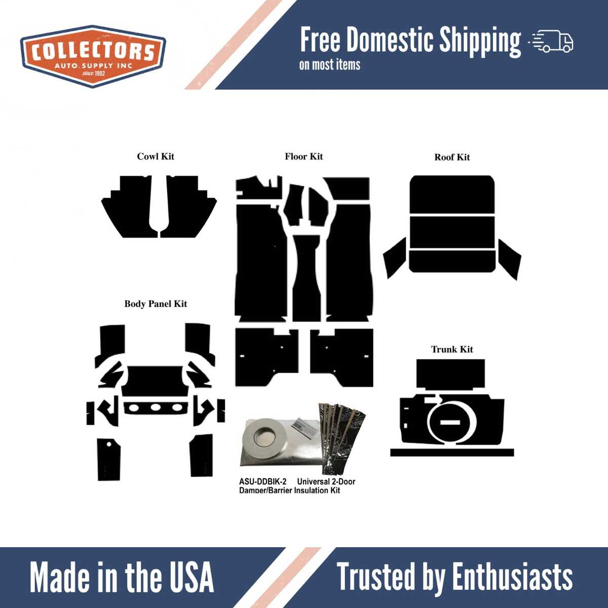 Insulation Sound Deadener Kit for 63-66 Plymouth Coupe Acoustishield Complete