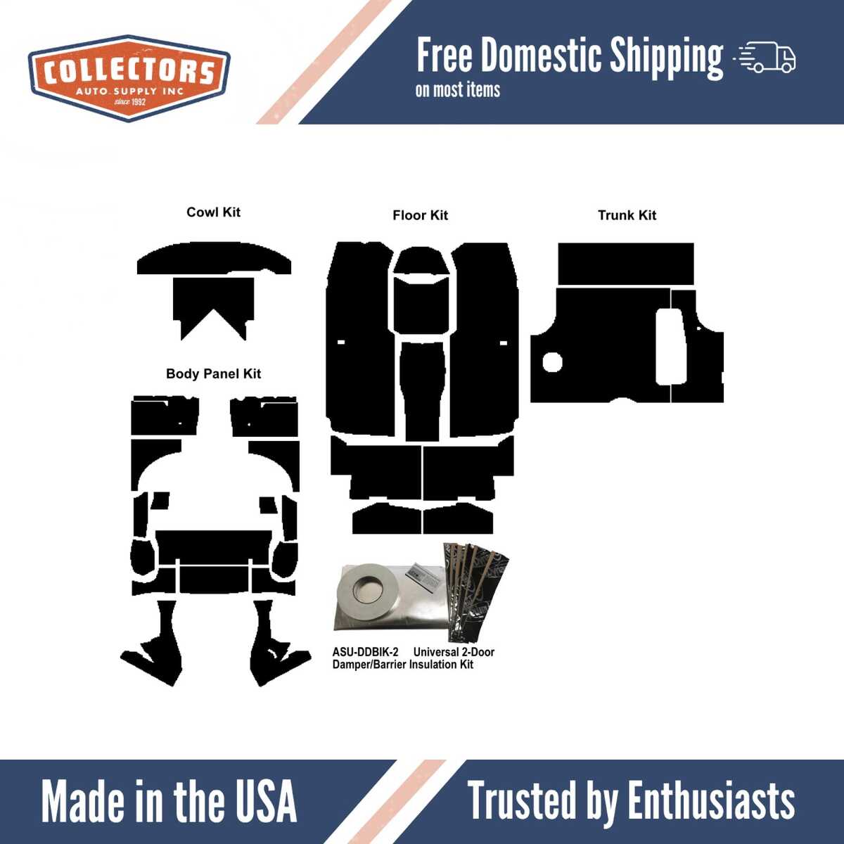 1953-1954 Chevrolet Bel Air, Chevrolet Corvette, Chevrolet Suburban, Insulation Sound Deadener-Kit 