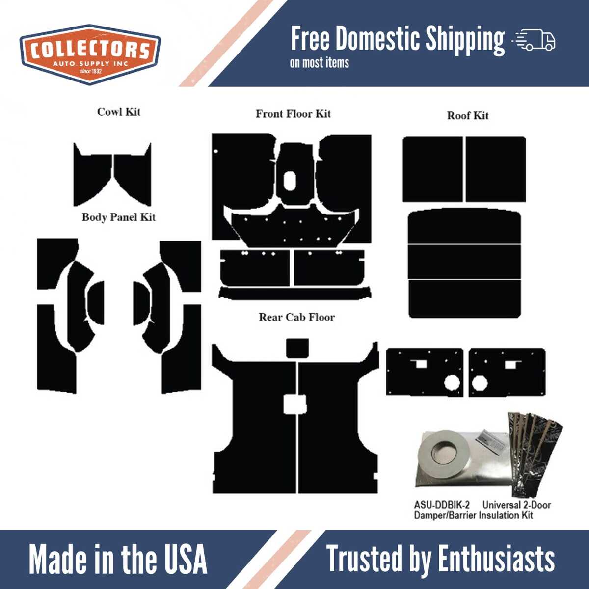 Insulation Sound Deadener Kit for 1978-1979 Ford Bronco Acoustishield Complete