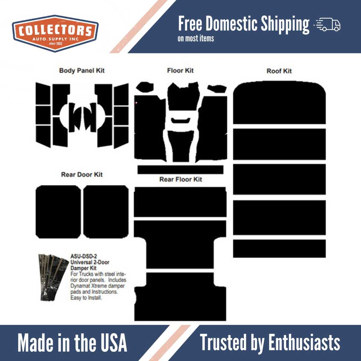 Insulation Sound Deadener Kit for 60-66 Chevy Panel Delivery Van Shield Complete