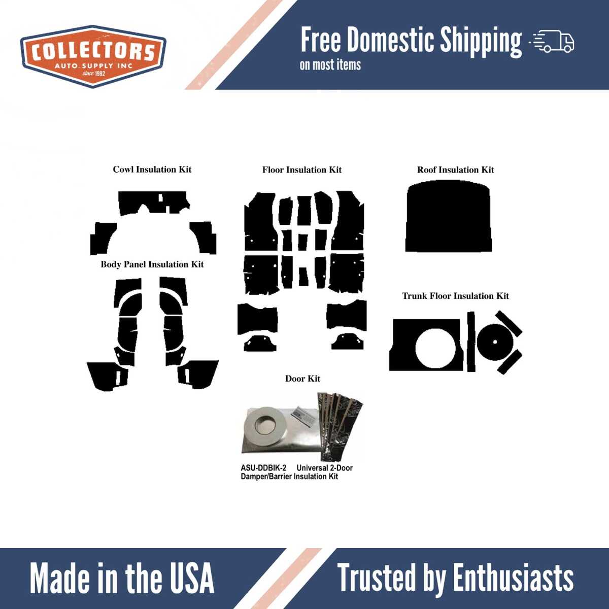 Insulation Sound Deadener Kit for 74-78 Mustang Coupe Acoustishield Complete