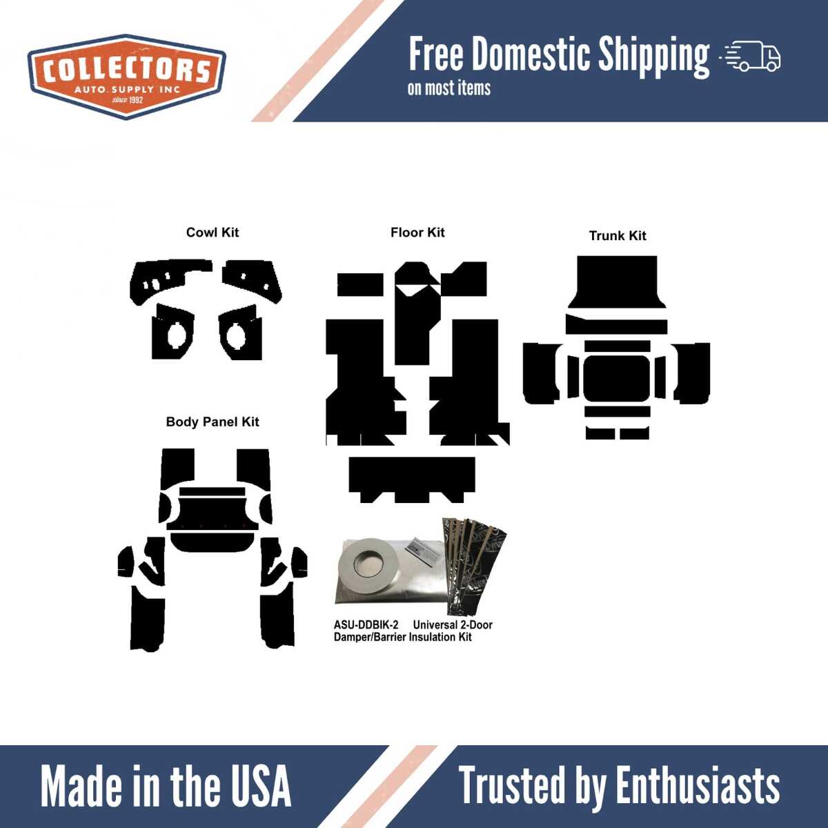 1963-1964 Chevrolet Biscayne, Chevrolet Corvair, Chevrolet Impala, Insulation Sound-Deadener Kit 