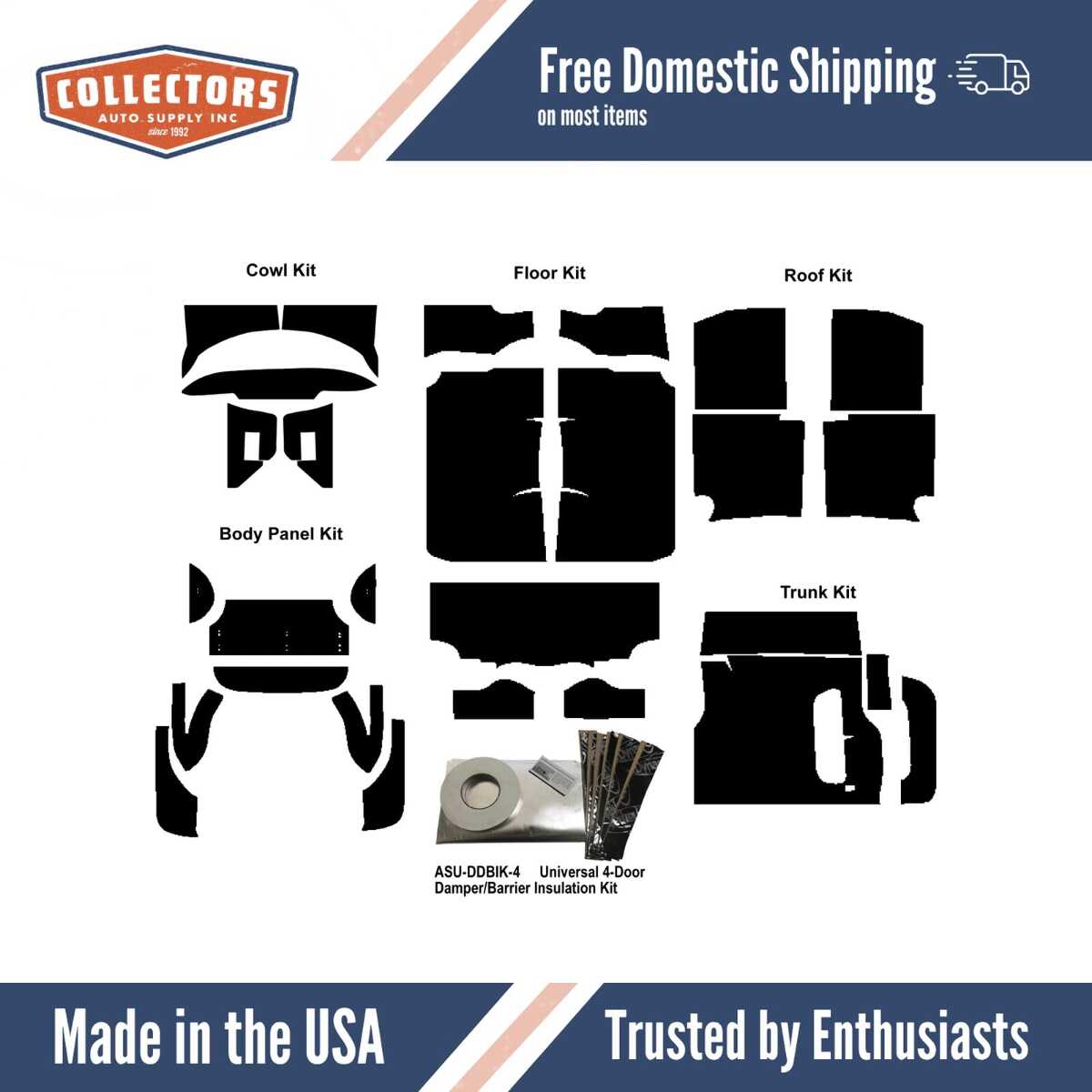 Insulation Sound Deadener Kit for 1955 Chevrolet Sedan Acoustishield Complete