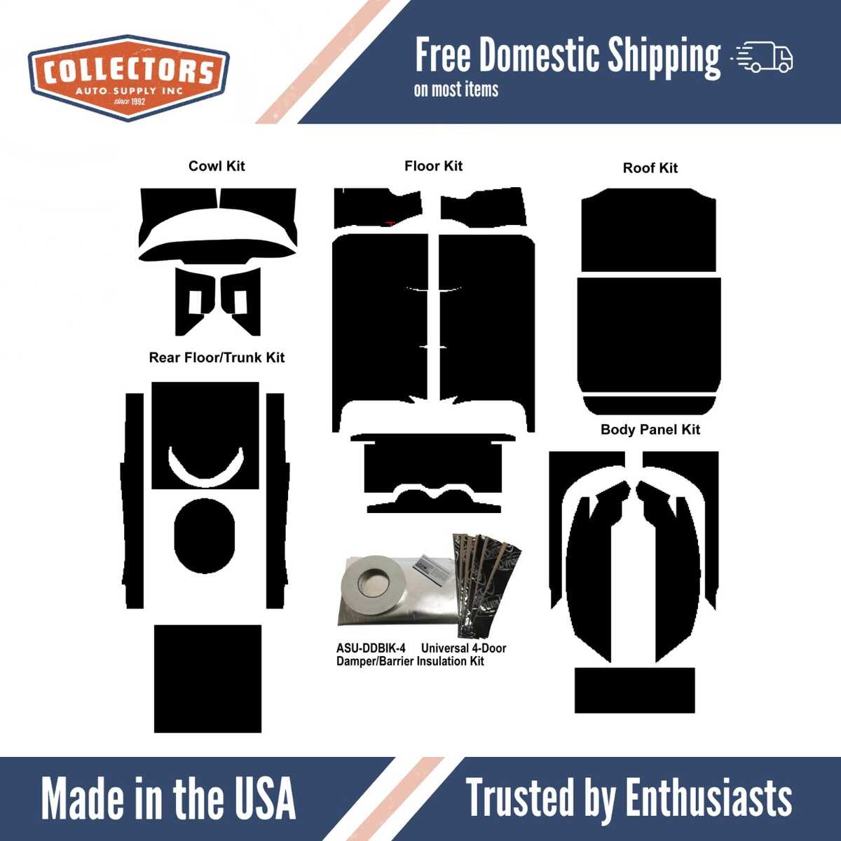 Insulation Sound Deadener Kit for 56 Chevy Station Wagon Acoustishield Complete