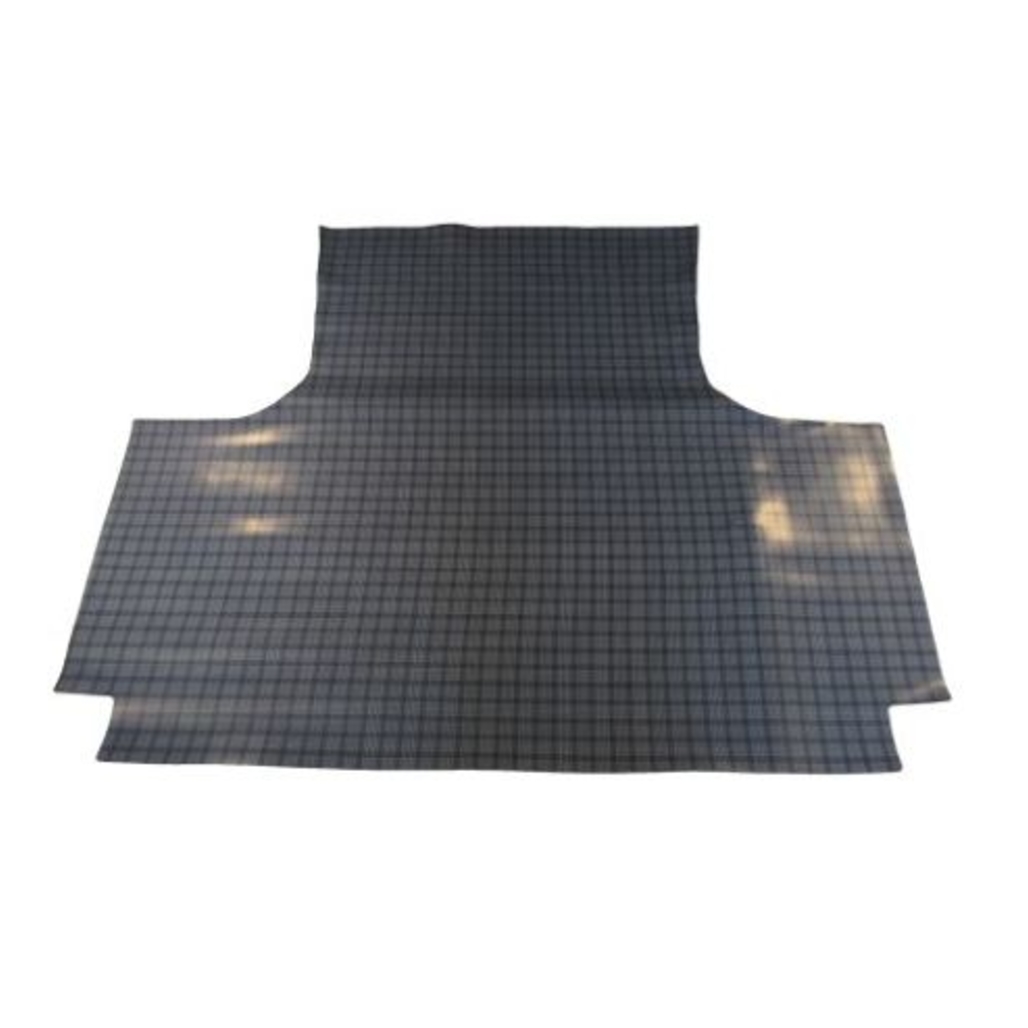 Trunk Floor Mat for 1967 Plymouth Fury III Convertible, Gray Herringbone Rubber, Front Area Cover, Made in USA.