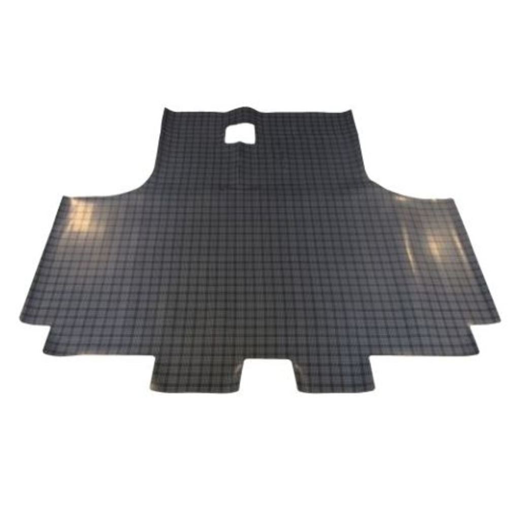 Trunk Floor Mat Cover for 1963-1965 Plymouth Valiant 2DR, Gray Herringbone Rubber, Front Area Protection, US-Made OEM Design.