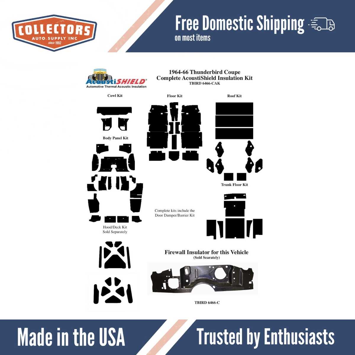 1964-66 Thunderbird Firewall Insulator (Ultra High Def Rubber) | 0 | QRS-TBIRD 6466-C