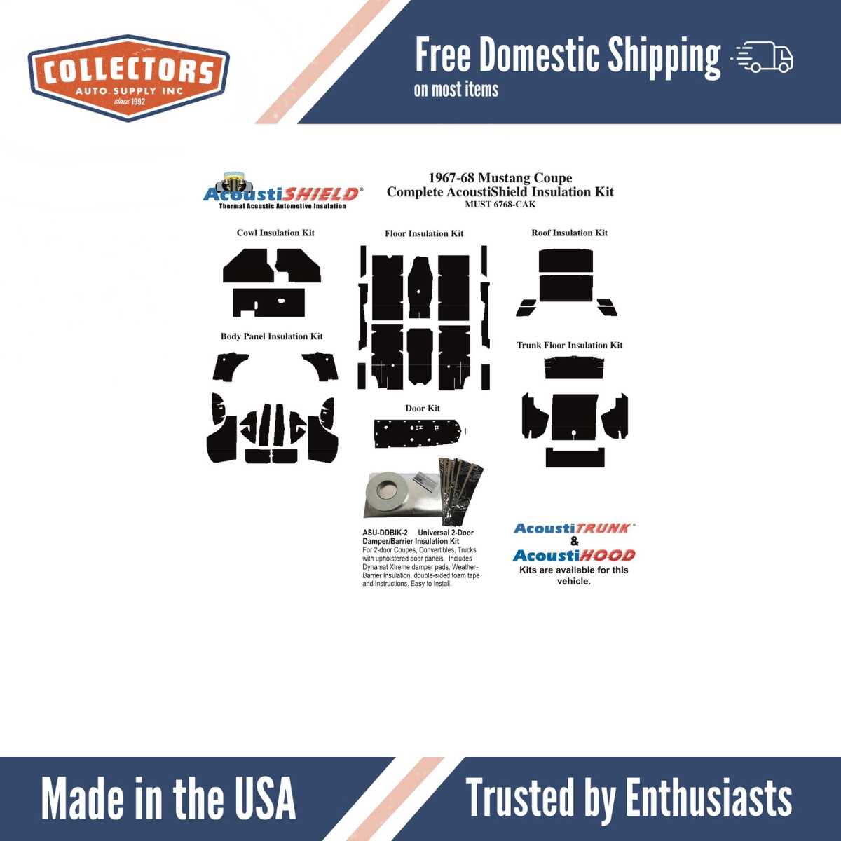 1967-68 Mustang Coupe Seat Divider/Insulated (ABS Plastic) | 0 | QRS-MUST 6768-CSD