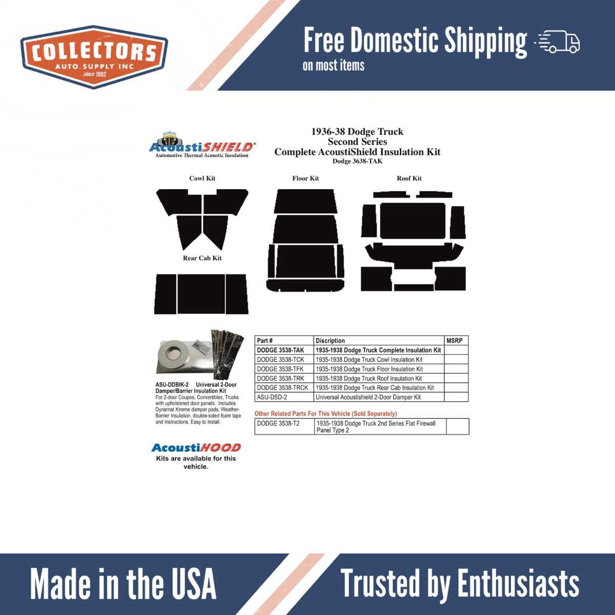 1937-1938 Dodge Truck 2nd Series Door Panels ..-Etched w/o Binding Tape (AutoMetrix) | 0 | QRS-DODGE 3638-TDP