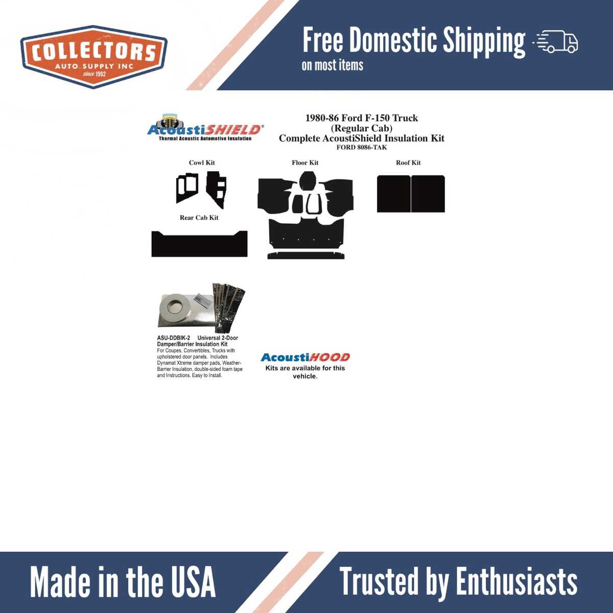 1980-1986 Ford Truck Firewall Insulator(Ultra High Def. Rubber) | 0 | QRS-FORD 8086-T