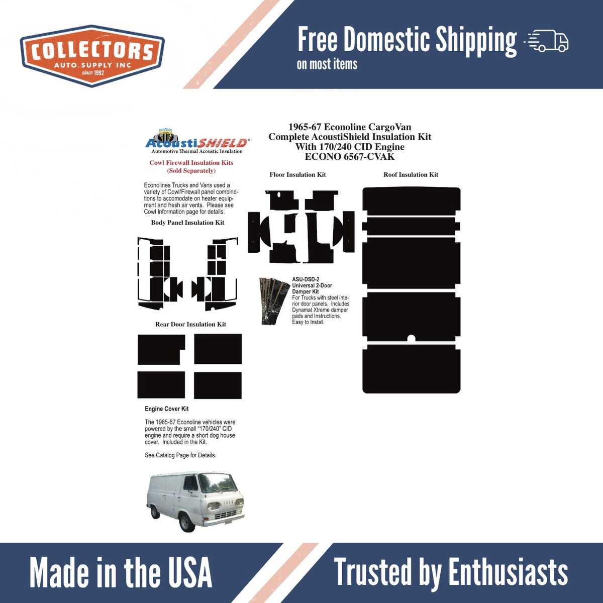 Complete Interior Insulation Kit for 1965-1967 Ford Econoline Truck