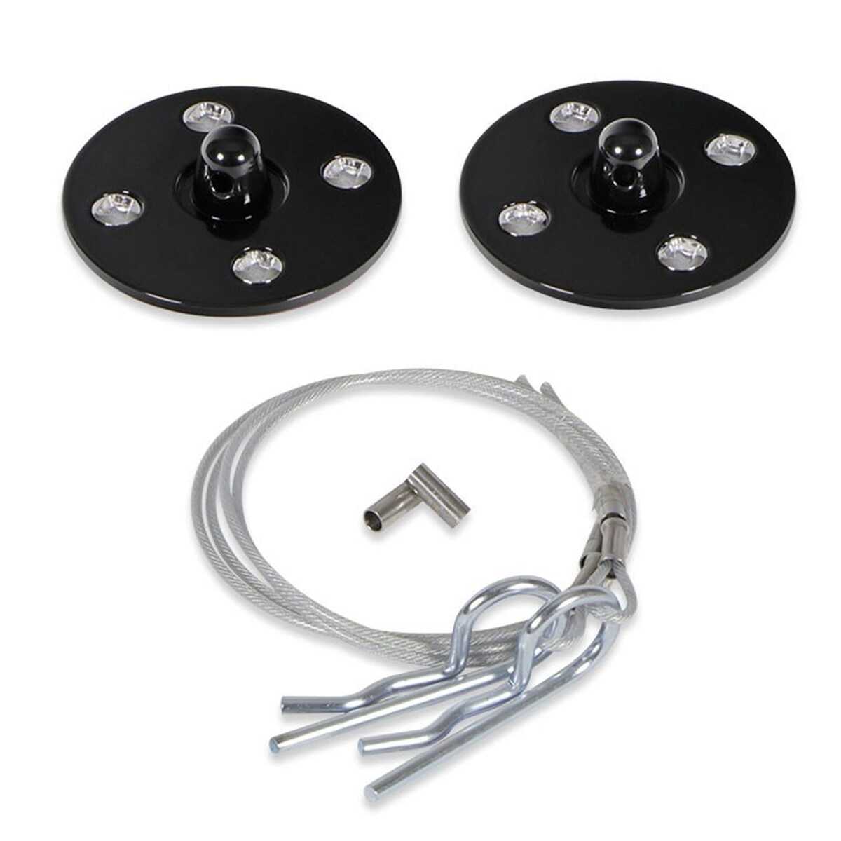 Peel N Stick Aluminum Hood Pin Kit Black for 1962-2021 Camaro Chevelle