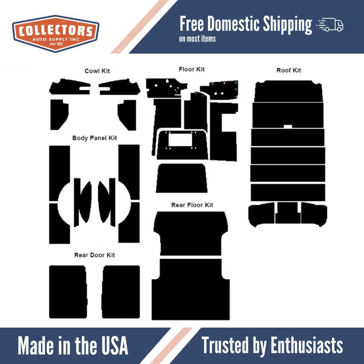Complete Interior Insulation Kit for 1954-1955 Chevrolet Suburban 116" Wheelbase