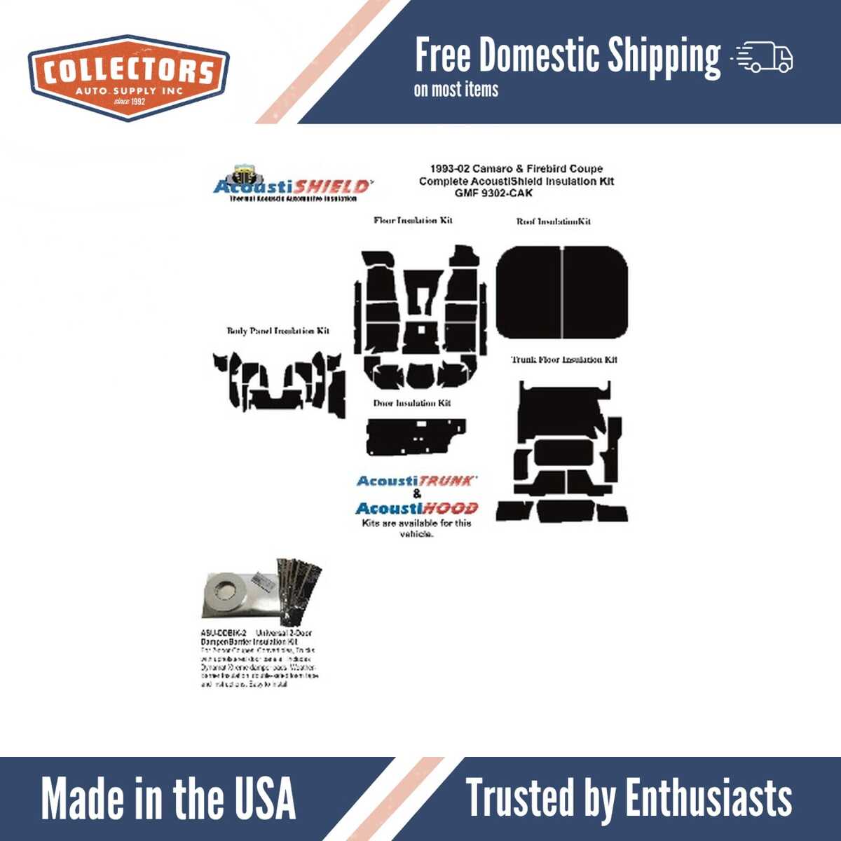 Complete Interior Insulation Kit for 1993-2002 Gm F-Body Coupe