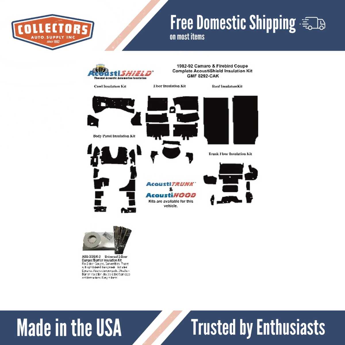 Complete Interior Insulation Kit for 1982-1992 Gm F-Body Coupe