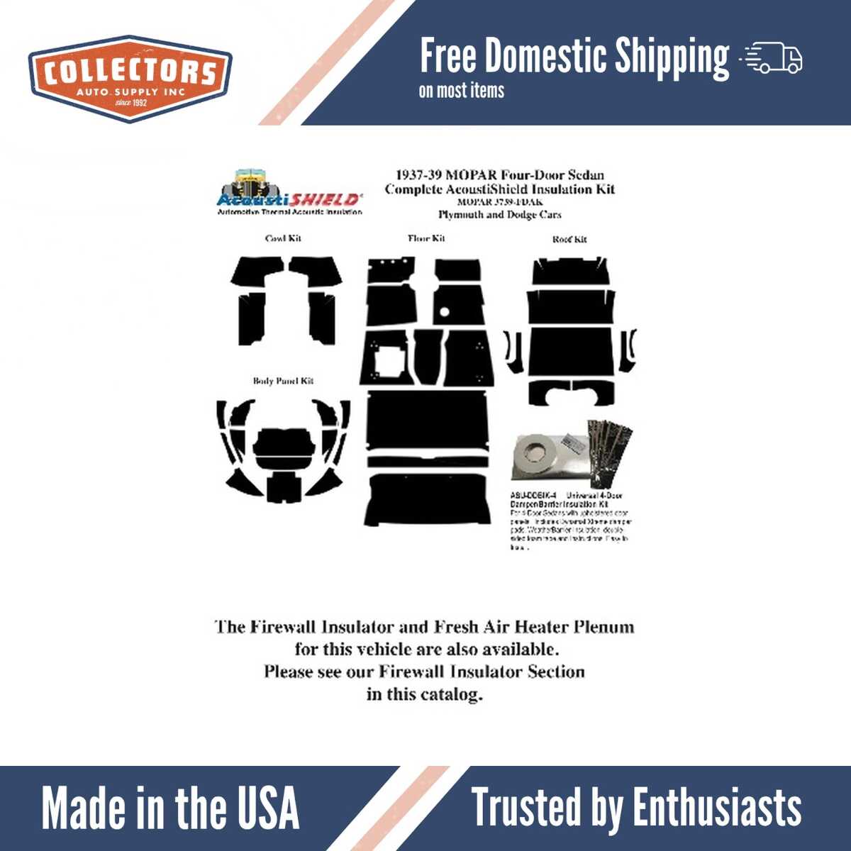 Complete Interior Insulation Kit for 1937-1939 Mopar 4-Door Sedan