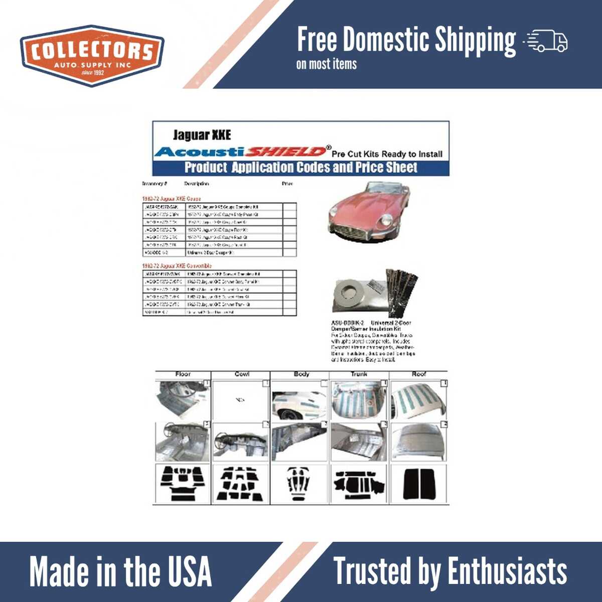 Complete Interior Insulation Kit for 1962-1972 Jaguar Xke Convertible