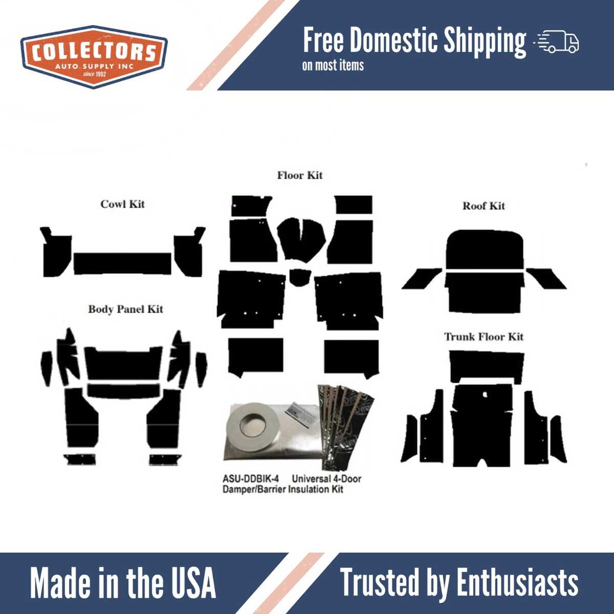 Insulation Sound Deadener Kit for 1962-1964 Ford Fairlane/Torino Sedan Complete