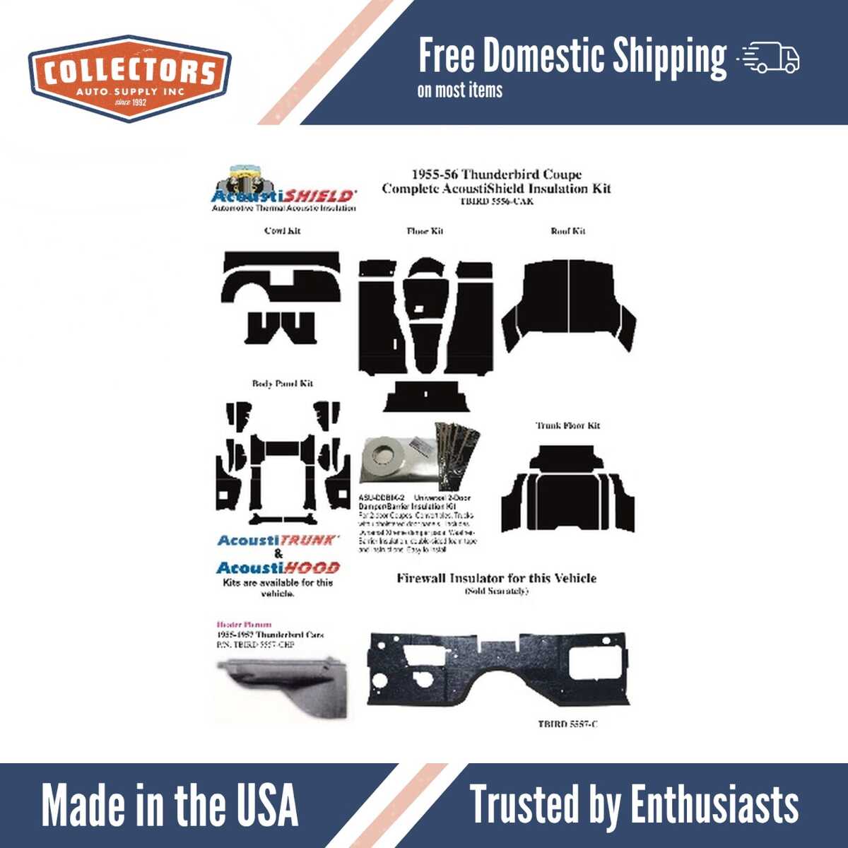 Complete Interior Insulation Kit for 1955-1956 Ford Thunderbird Coupe