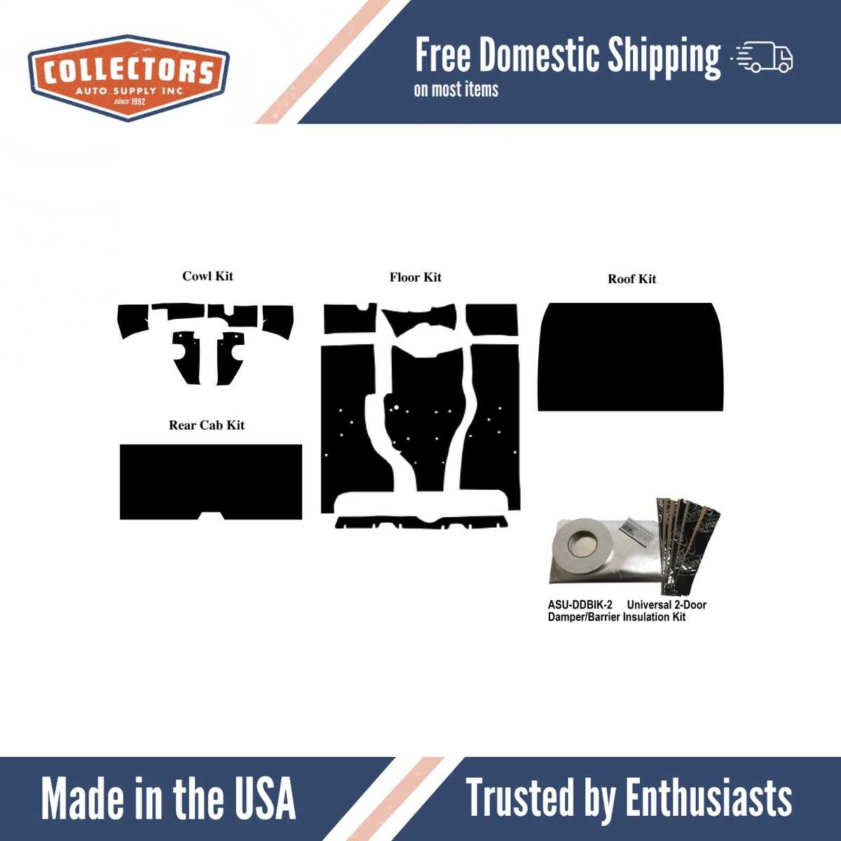 Insulation Sound Deadener Kit for 1962-92 Jeep Gladiator Acoustishield Complete