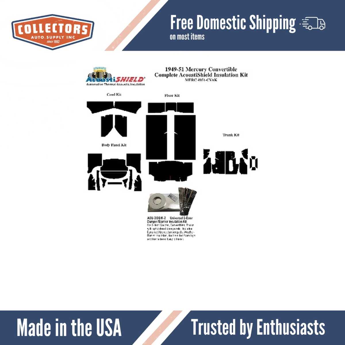 Complete Interior Insulation Kit for 1949-1951 Mercury Convertible