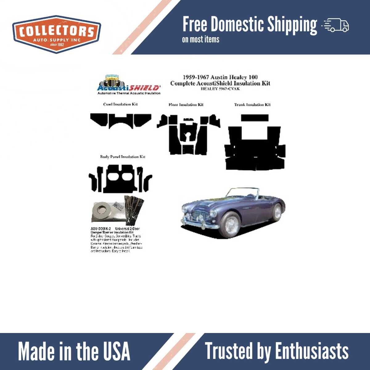 Complete Interior Insulation Kit for 1959-1967 Austin Healey Convertible