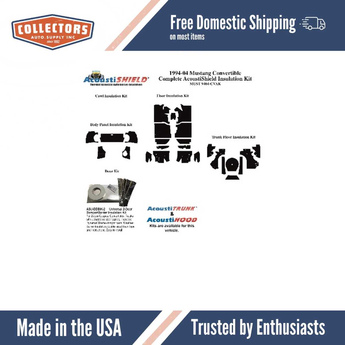 Complete Interior Insulation Kit for 1994-2004 Ford Mustang Convertible