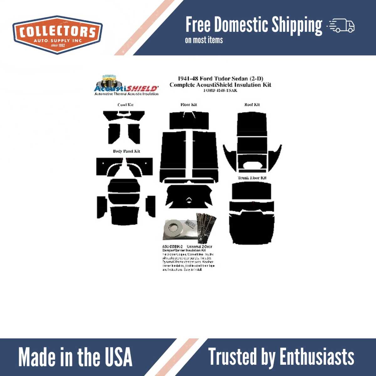 Complete Interior Insulation Kit for 1941-1948 Ford Tudor Sedan