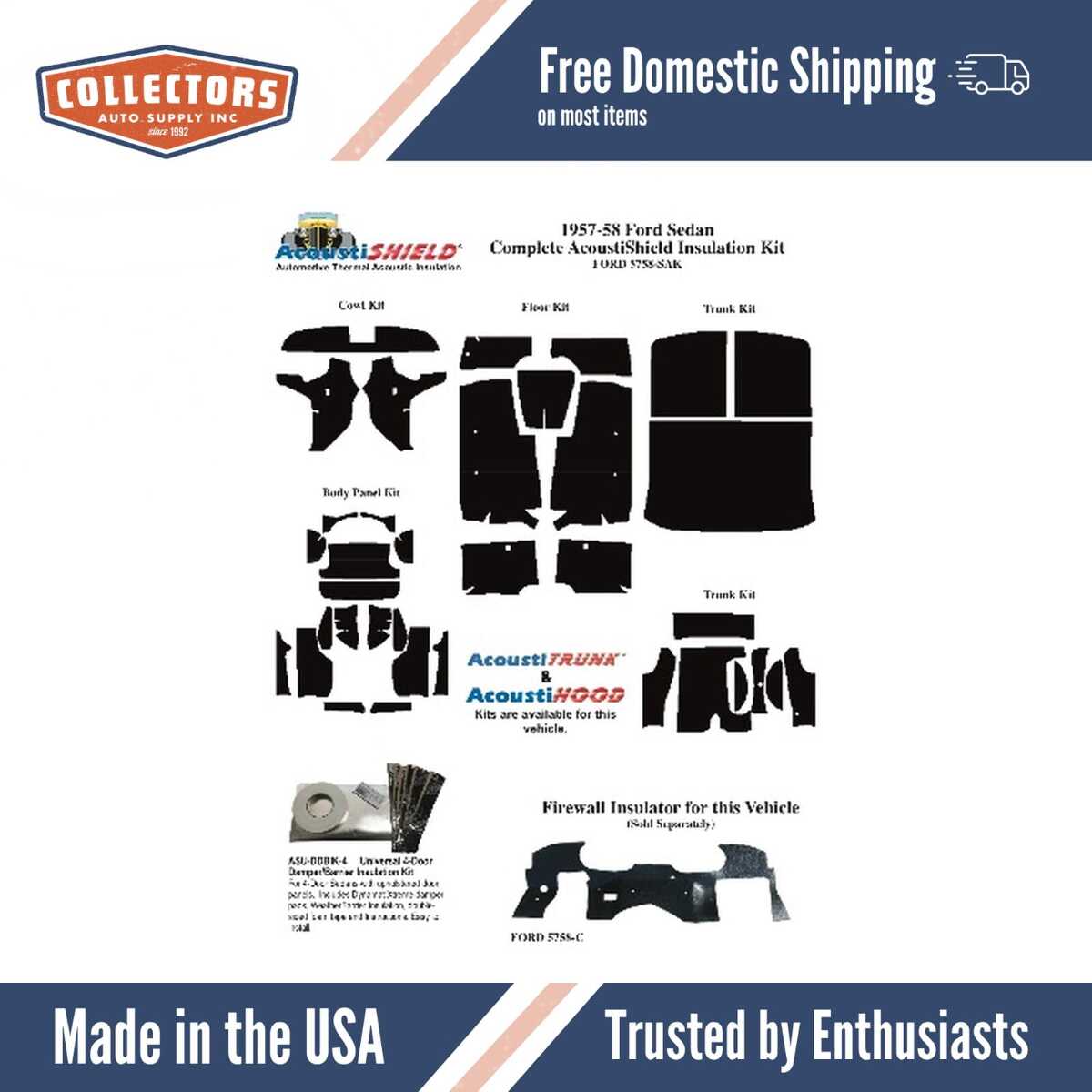 Complete Interior Insulation Kit for 1957-1958 Ford Sedan