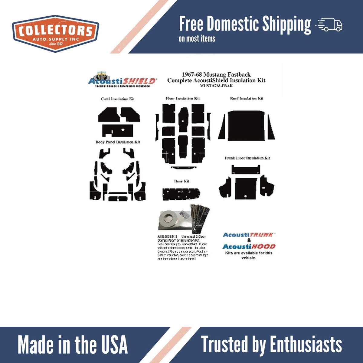 Complete Interior Insulation Kit for 1967-1968 Ford Mustang Fastback