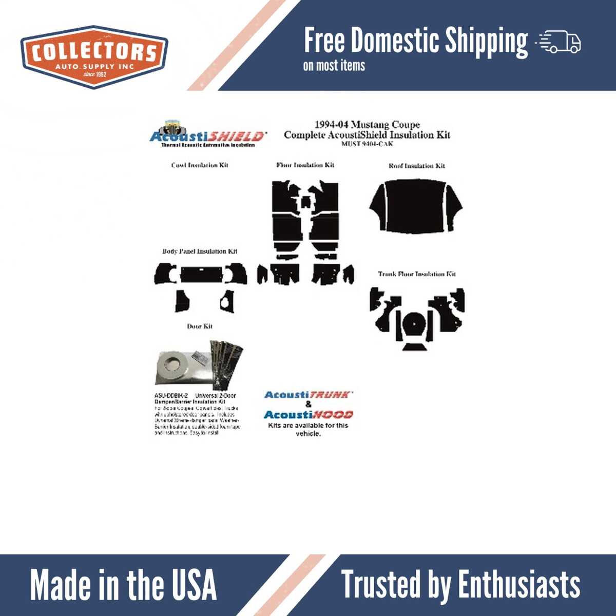 Complete Interior Insulation Kit for 1994-2004 Ford Mustang Coupe