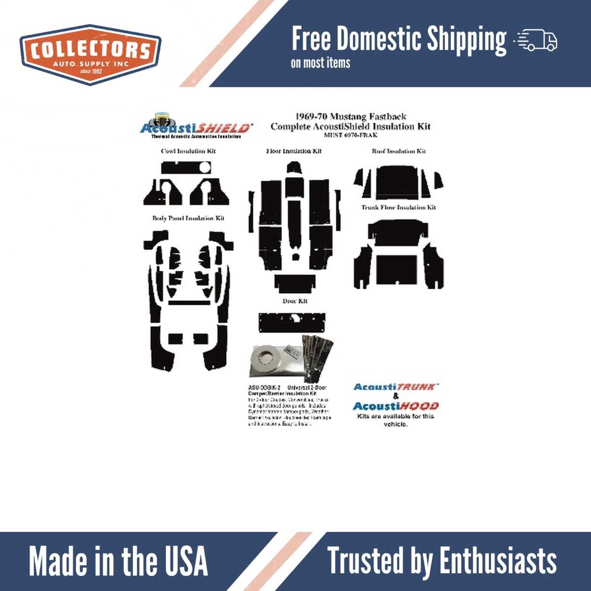 Complete Interior Insulation Kit for 1969-1970 Ford Mustang Fastback