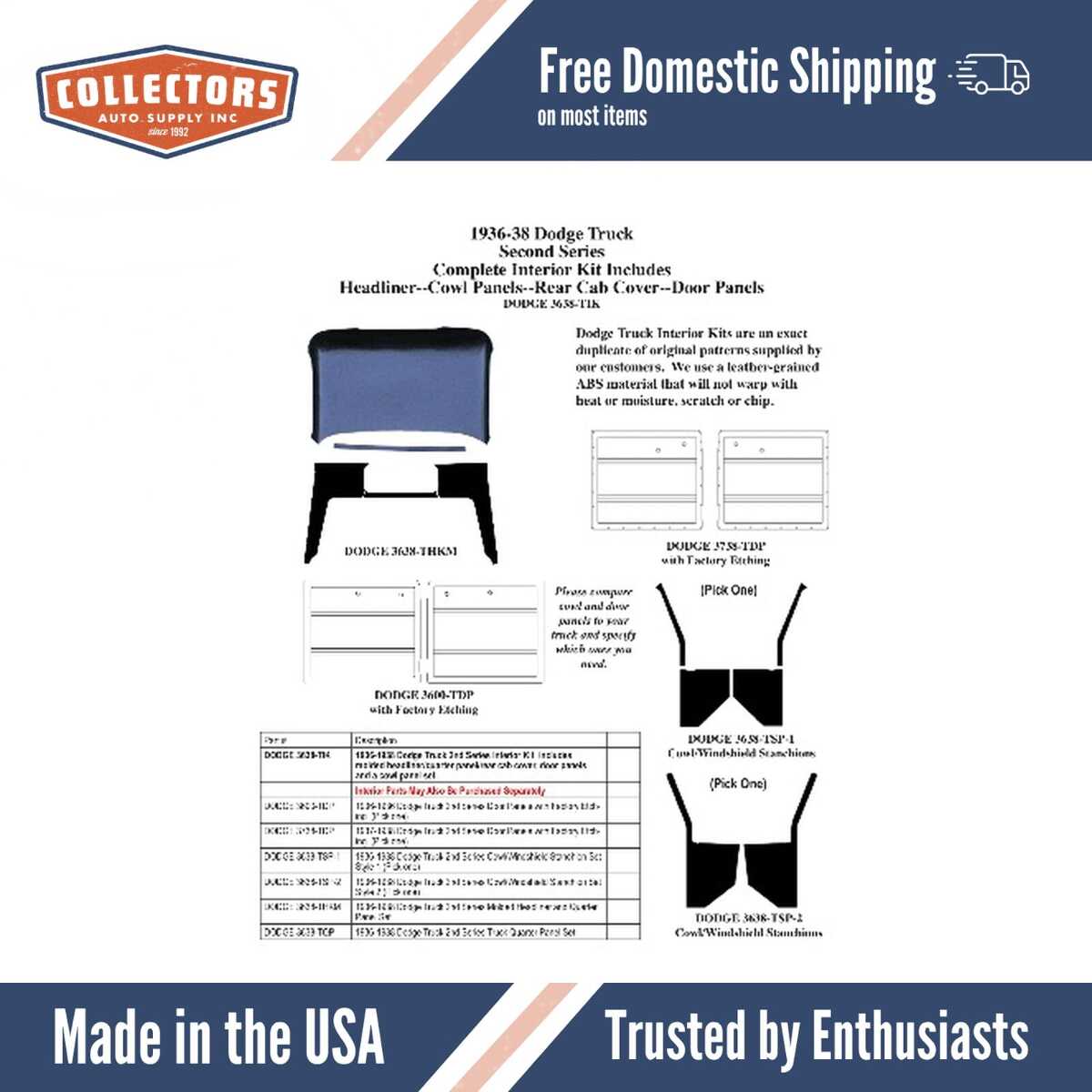 Roof/Headliner Insulation Kit for 1936-1938 Dodge Truck 2Nd Series [QRS-DODGE 3638-TIK]