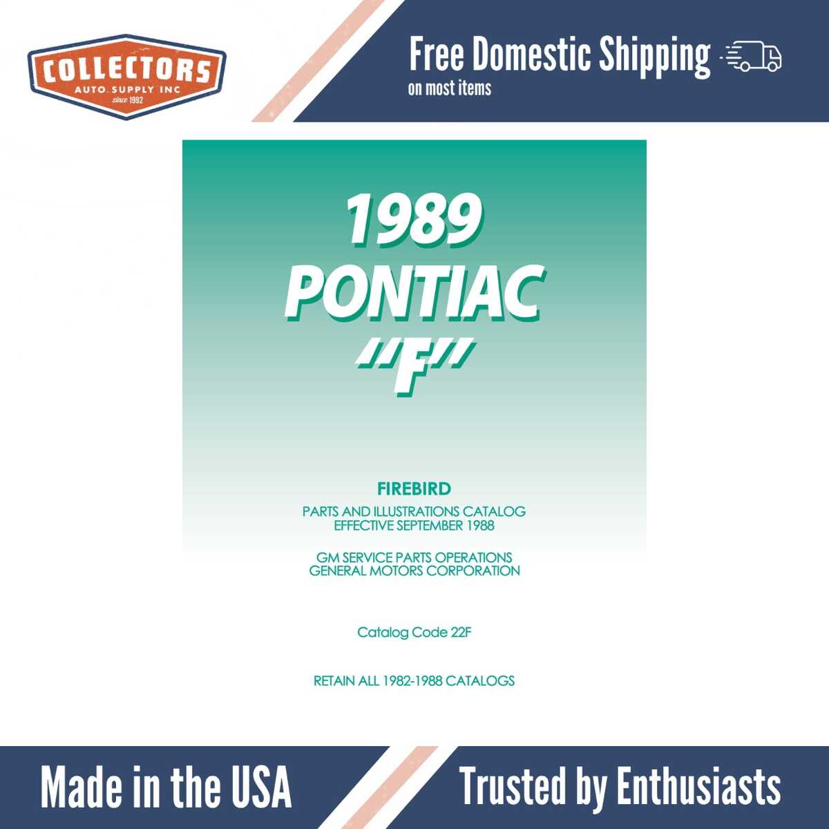 1989 Pontiac Firebird Parts and Illustrations Catalog