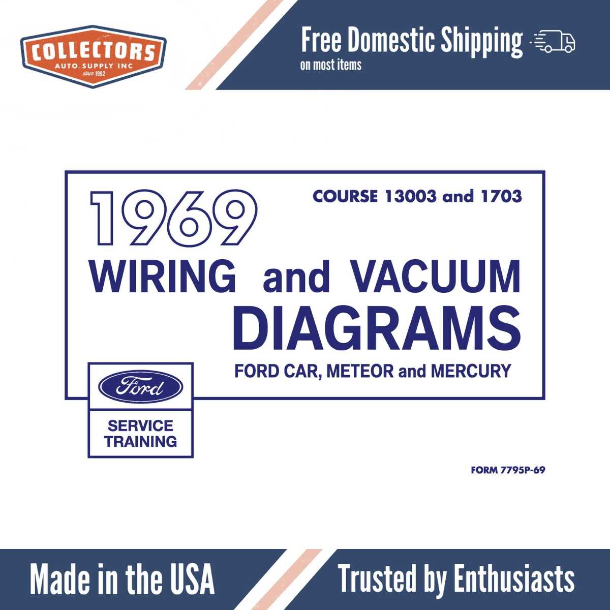 1969 Ford Car, Meteor, Mercury Wiring and Vacuum Diagrams Manual - 11x17 inch COMB Bound