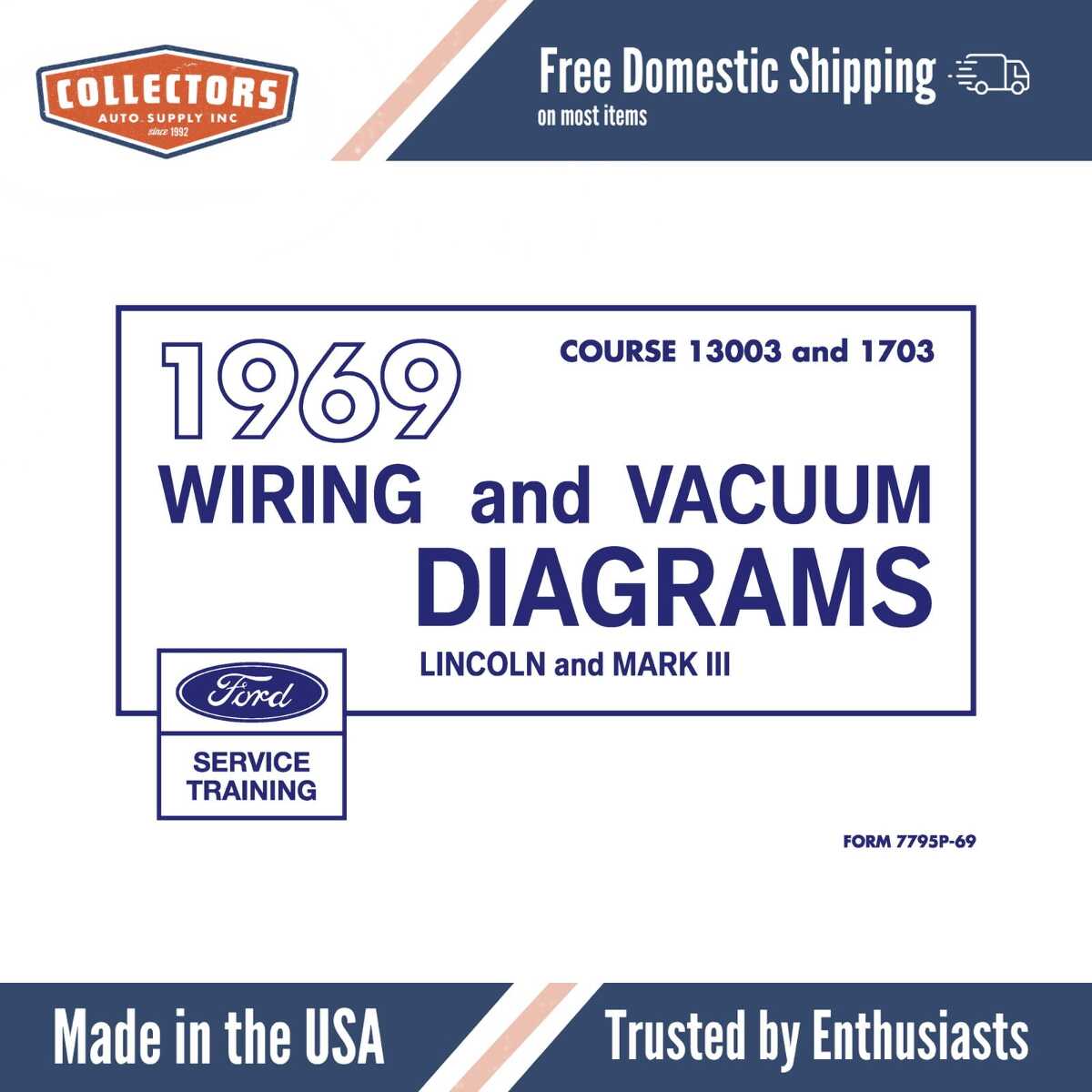 1969 Lincoln and Mark III Wiring and Vacuum Diagrams Manual (COLOR) - 11x17 inch COMB Bound