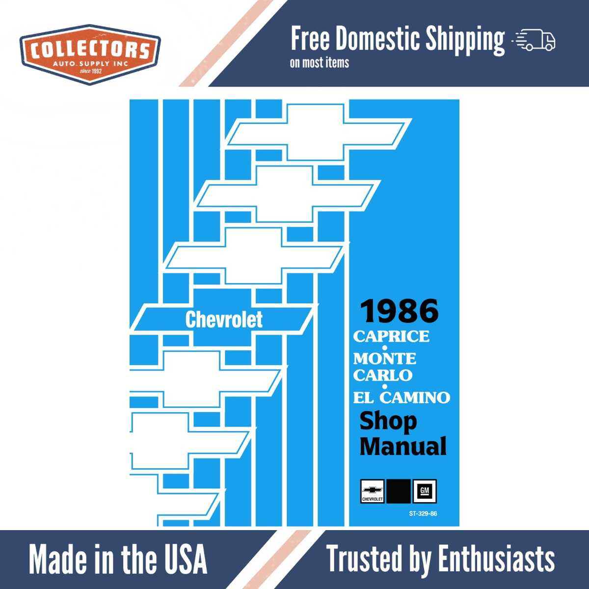 1986 Chevrolet Monte Carlo, El Camino, Caprice Shop Manual - Includes 11x26 inch Wiring Diagrams