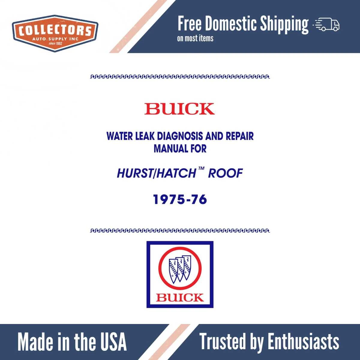 1975 - 1976 Buick Century Hurst Pace Car T-Top Roof Repair Shop Manual