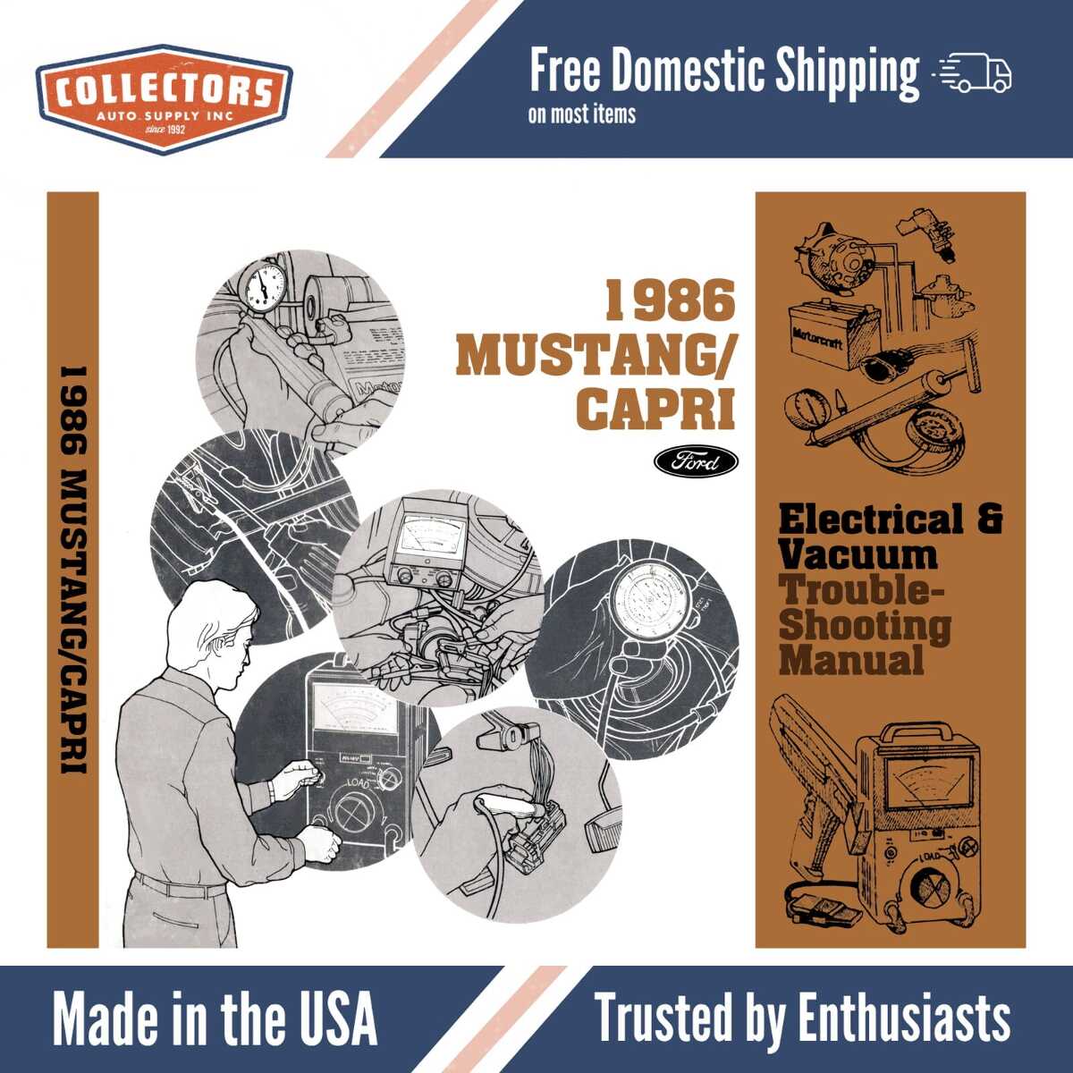 1986 Ford Mustang Capri Electrical Vacuum Troubleshooting Manual - COLOR