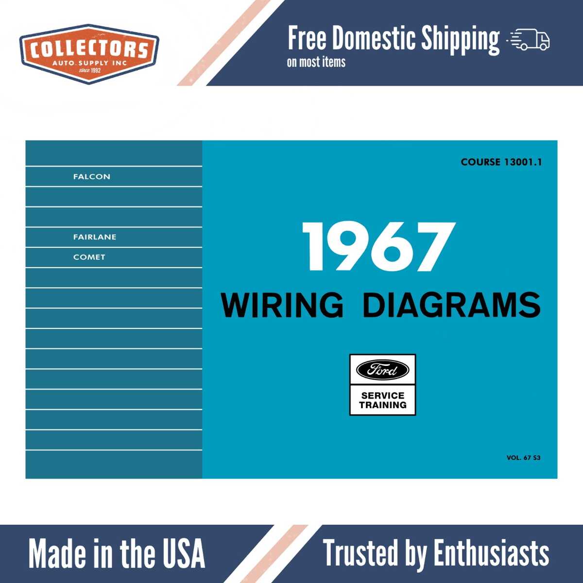 1967 Ford Falcon, Comet, Fairlane Wiring Diagrams Manual - 11x17 inch COMB Bound