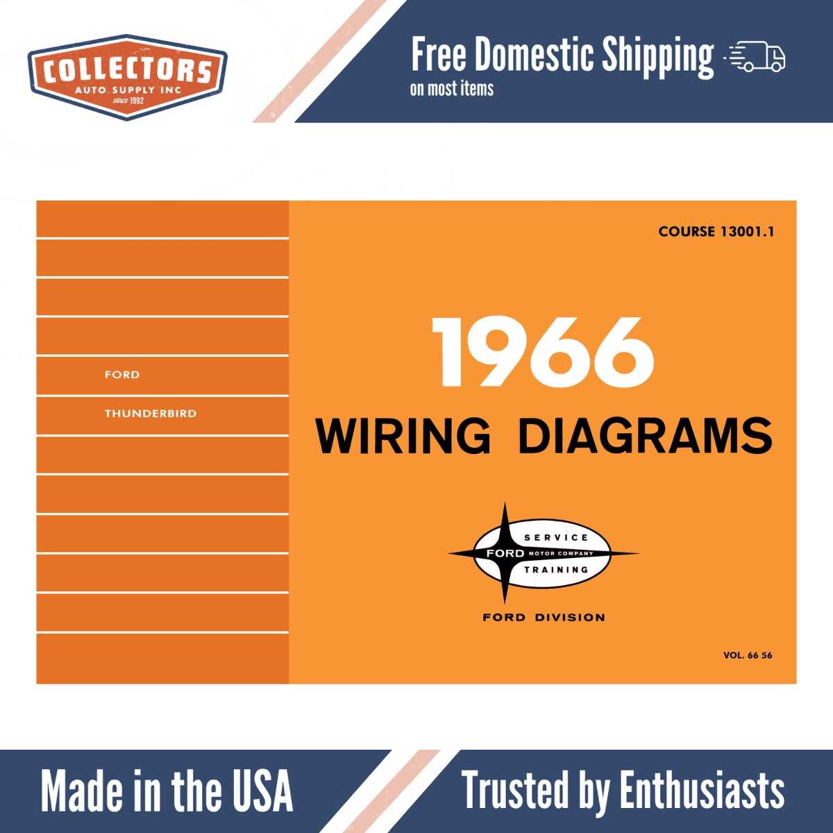 1966 Ford Car & Thunderbird Wiring Diagrams Manual - 11x17 inch COMB Bound