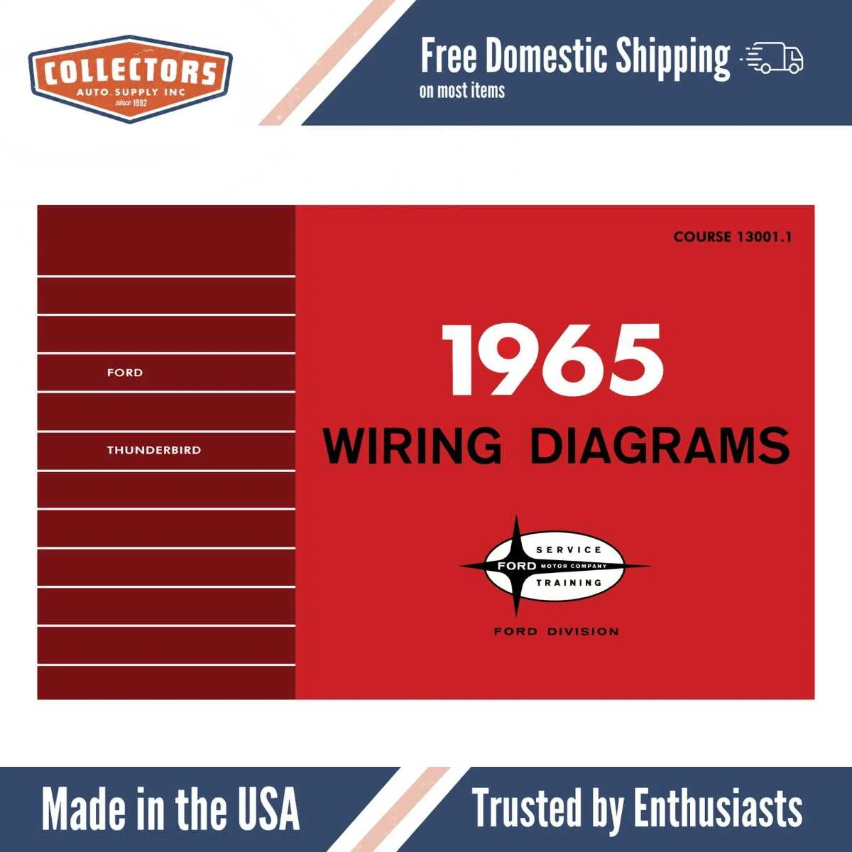 1965 Ford Car & Thunderbird Wiring Diagrams Manual - 11x17 inch COMB Bound