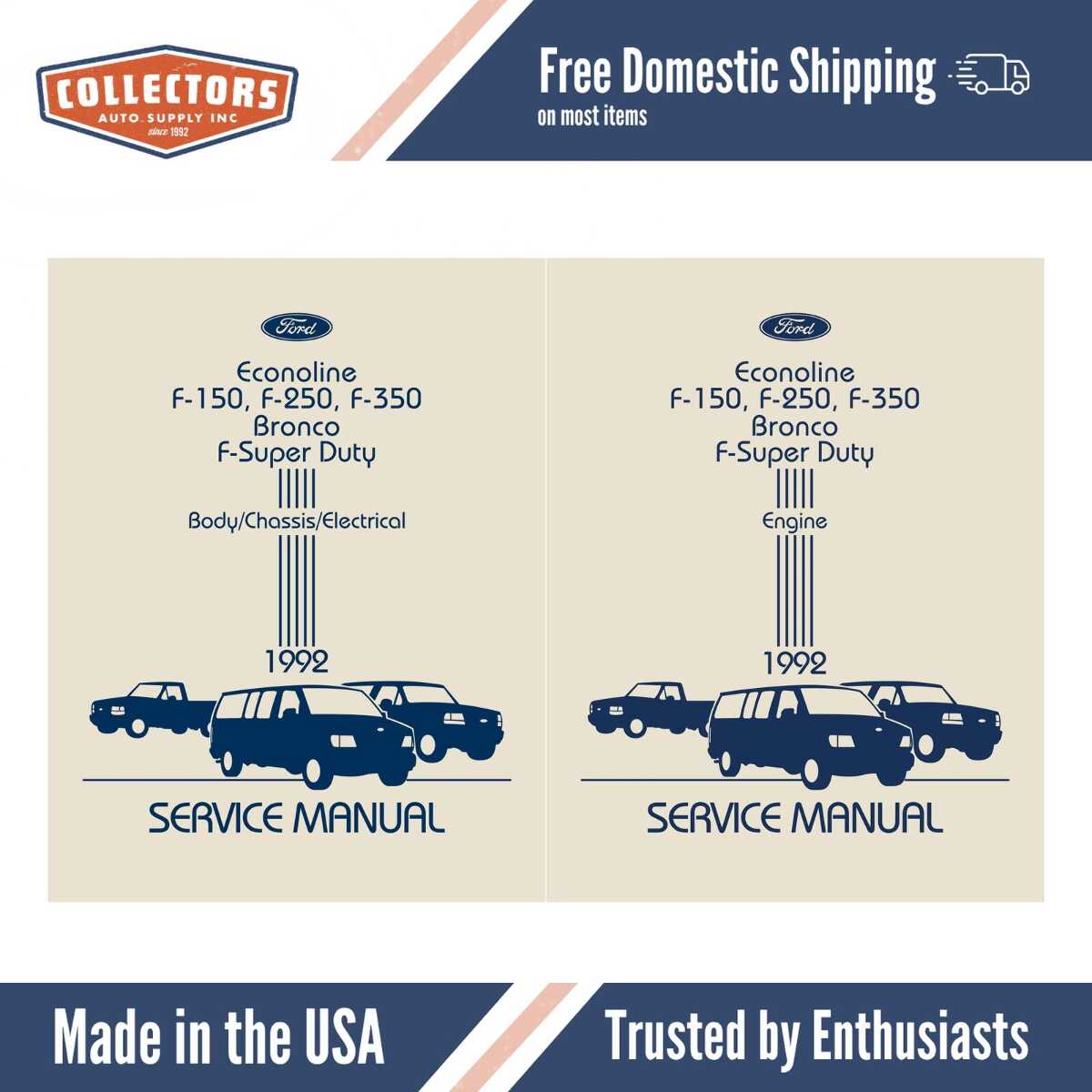 1992 Ford F-150 - F-350 Truck, Econoline, Bronco Shop Manuals - Engine, Body, Chassis, Electrical