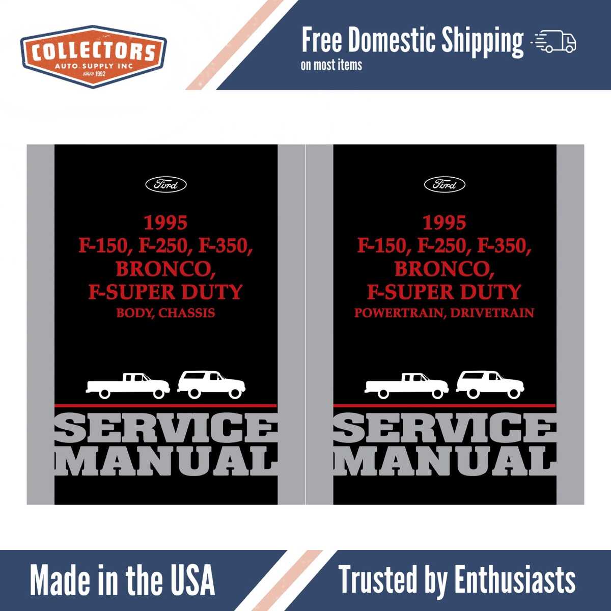 1995 Ford F-150 / F-250 / F-350 Truck, Bronco Service Manuals - Powertrain, Drivetrain, Body, Chassis