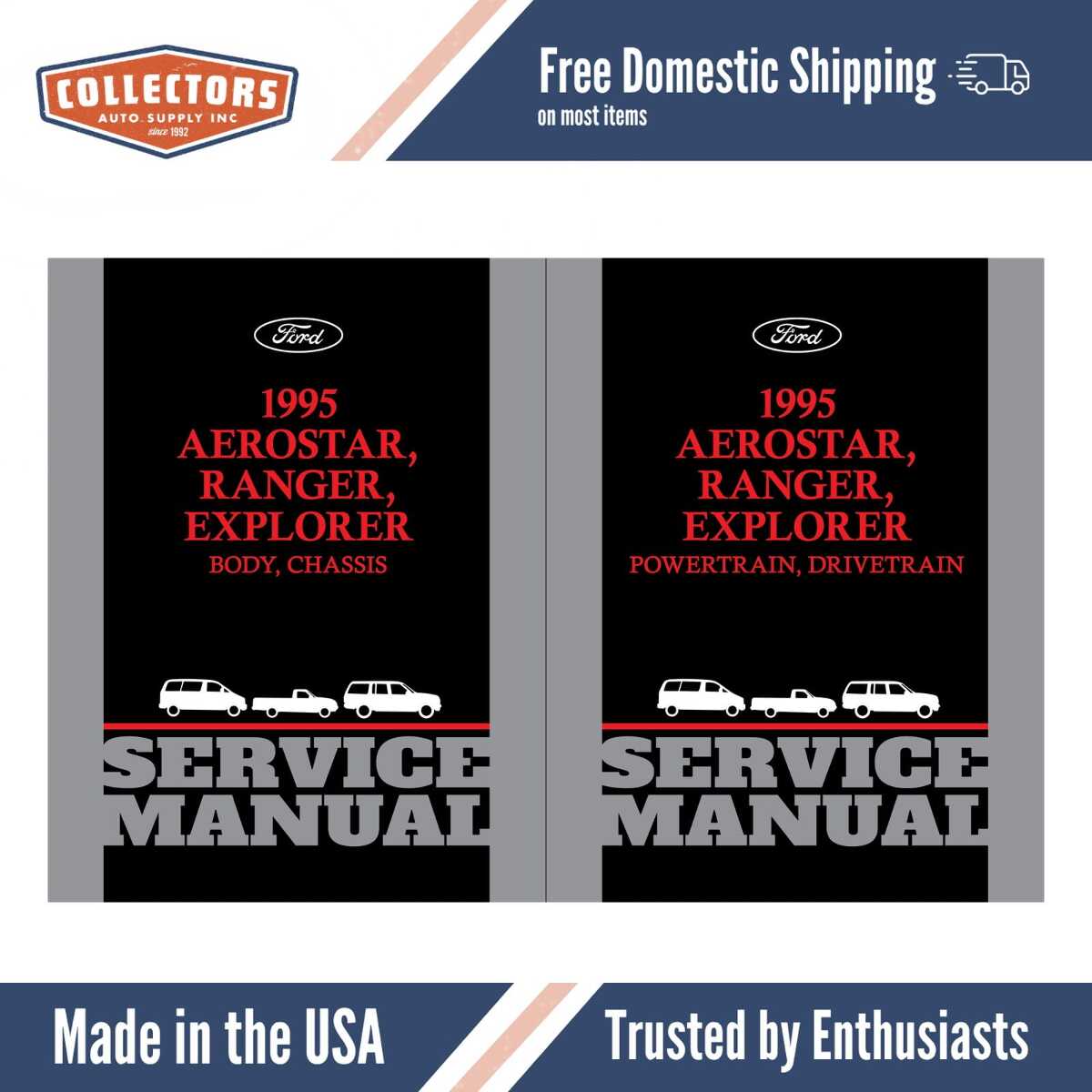 1995 Ford Aerostar, Ranger, Explorer Body Chassis Powertrain Drivetrain Service Manual