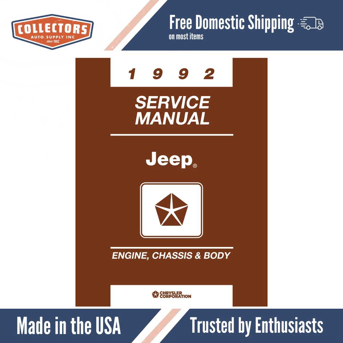 1992 Jeep Shop Manual - 2 Volumes